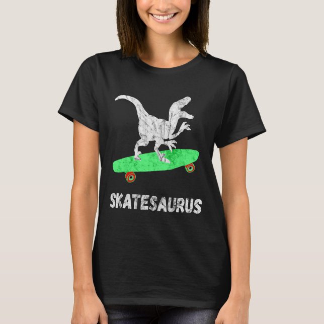 Camiseta Dinossauro Skate Skateboard T-rex Engraçado Skat (Frente)