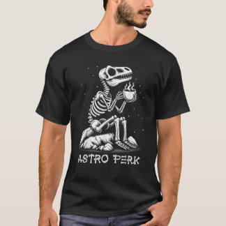 Camiseta Dinossauro Skeleton Café Lover Meteor Retro Sci Fi