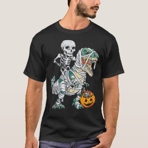 Camiseta Dinossauro Skeleton Trex Pumpkin Assustador Para C
