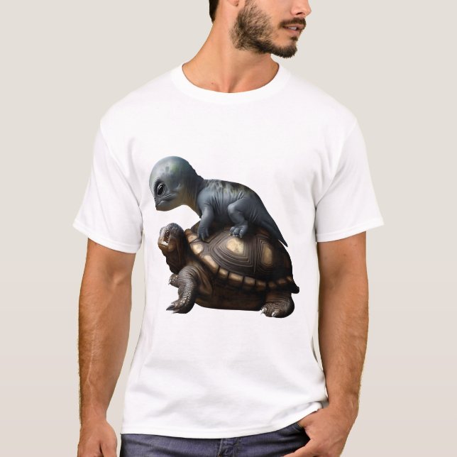 Camiseta dinossauro sobre tartaruga Cópia (Frente)
