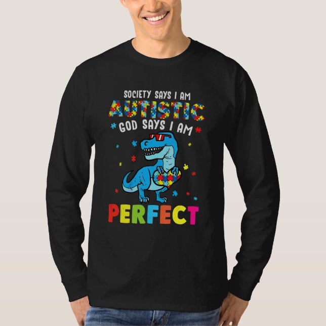 Camiseta Dinossauro Sociedade Autismo Diz Que Sou Autista D (Frente)