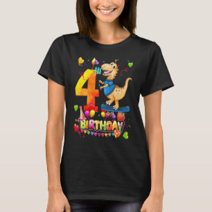 Camiseta Dinossauro, sou Garotas de 4 anos, aniversário Din