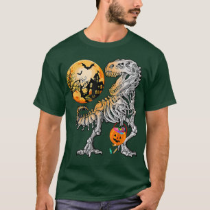 Camiseta Dinossauro T Re Skeleton Dia de as Bruxas engraçad