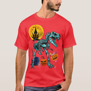 Camiseta Dinossauro T Re Skeleton Dia de as Bruxas engraçad