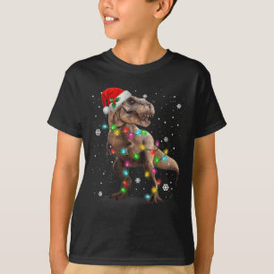 Camiseta Dinossauro T-rex Árvore Natal Natal Pet Dino Trex