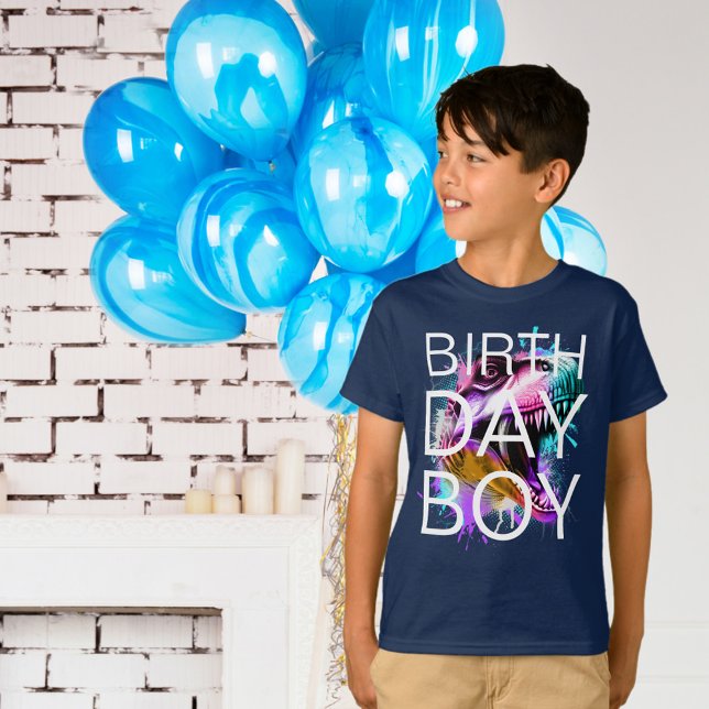 Camiseta Dinossauro T-rex Birthday Boy (Criador carregado)
