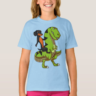 Camiseta Dinossauro T-Rex do Cachshund Anel-Cão-Espanhol
