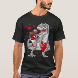 Camiseta Dinossauro T Rex Engraçado pelo Coração do dia de