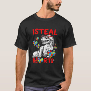 Camiseta Dinossauro T Rex I Roubar Corações Autismo Sensibi
