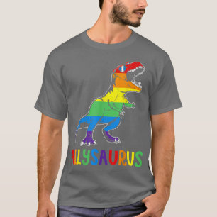 Camiseta Dinossauro T Rex LGBT Orgulho gay Flag Allysaurus