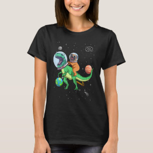 Camiseta Dinossauro T Rex No Cão Pu Do Astronauta Espacial 