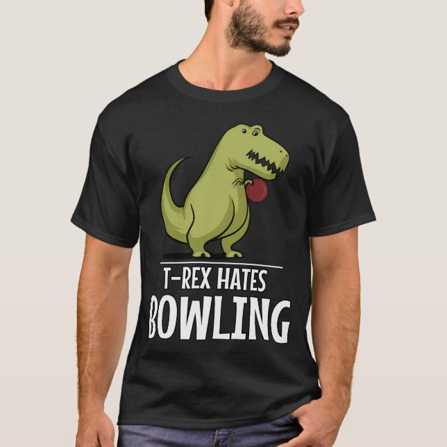 Camiseta Dinossauro T-Rex Odeia Boliche (Frente)