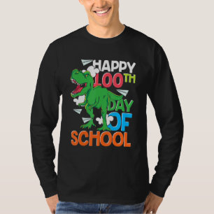 Camiseta Dinossauro T Rex Professor Aluno Feliz 100º Dia De