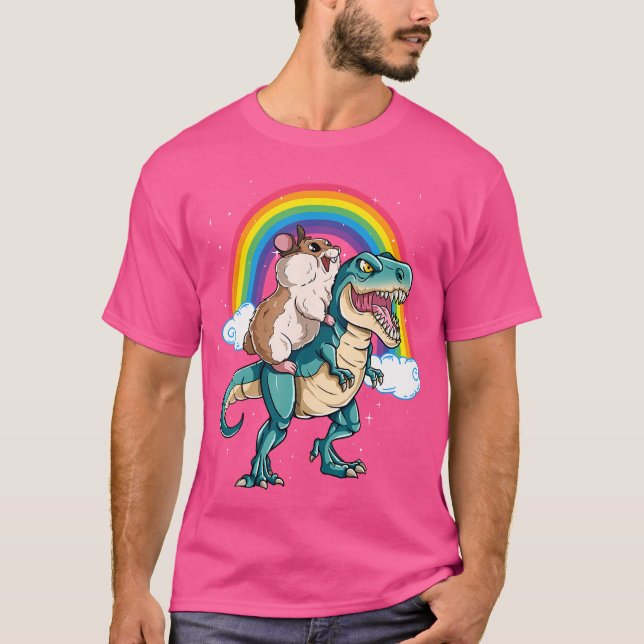 Camiseta Dinossauro T Rex Rainbow Cloud Sparkles (Frente)