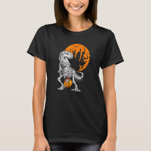 Camiseta Dinossauro T rex Skeleton Halloween Candy Pumpkin