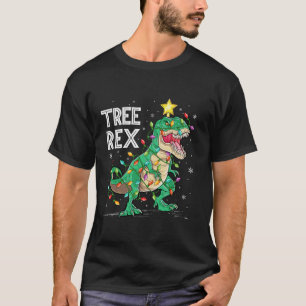 Camiseta Dinossauro T Rex Tree de Iluminação de Natal Rex D
