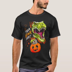 Camiseta Dinossauro T Rex Trick Rawr Treat Halloween Candy