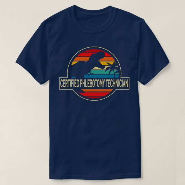 Camiseta Dinossauro Técnico de Flebotomia Certificado (Frente do Design)