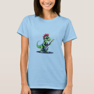 Camiseta Dinossauro tocando violão elétrico