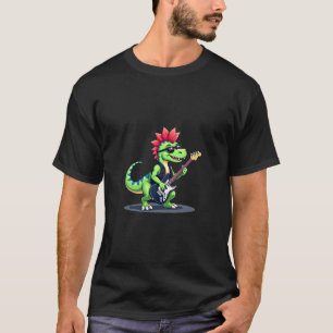 Camiseta Dinossauro tocando violão elétrico