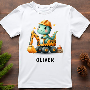 Camiseta Dinossauro Trabalhador Fofo em uma Escavadeira