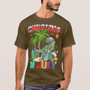 Camiseta Dinossauro TRe em Santa Hat Óculos escuros Natal E