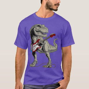 Camiseta Dinossauro TRe tocando guitarra de latão, present