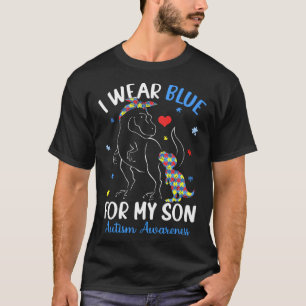 Camiseta Dinossauro TRex Eu Uso Azul Pelo Meu Filho Conscie