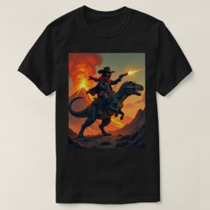 Camiseta Dinossauro Único do Cowboy Correndo Cat Cowboy