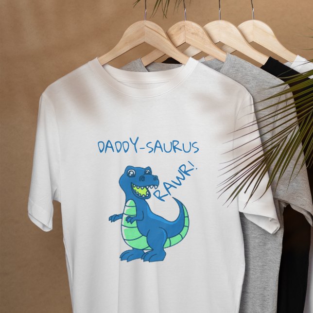 Camiseta Dinossauro Verde Azul Pai de Aniversário do Aniver (Blue Green Dinosaur Birthday Daddy of Birthday Boy T-Shirt)