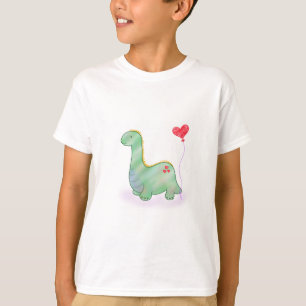 Camiseta Dinossauro Verde Bonito com Balão do Coração