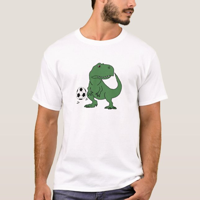 Camiseta Dinossauro verde engraçado de T-rex que joga o (Frente)