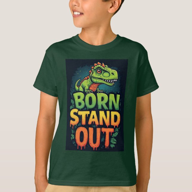 Camiseta Dinossauro Verde Fofo Com Tipografia Negrito (Frente)