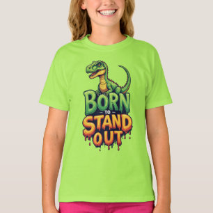 Camiseta Dinossauro Verde Fofo Com Tipografia Negrito