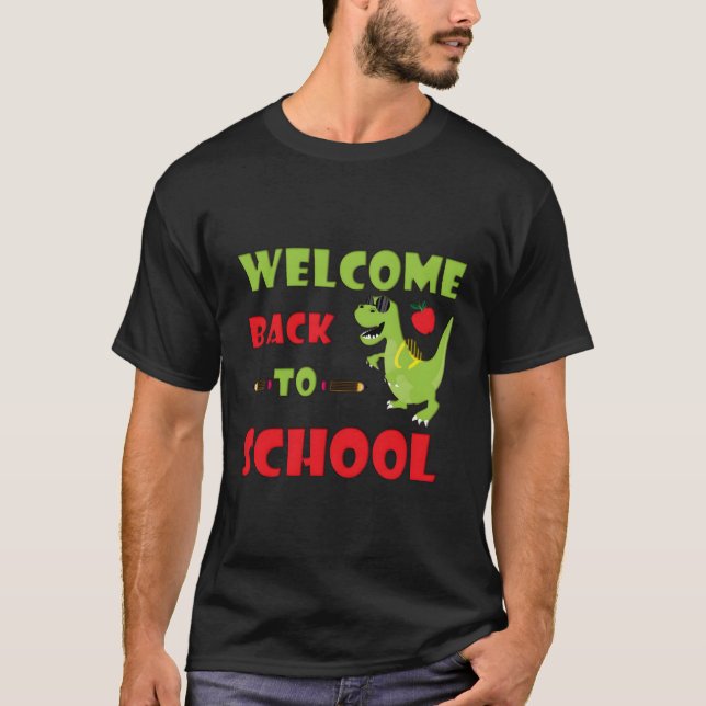Camiseta Dinossauro Verde legal Dino Voltando Para A Escola (Frente)