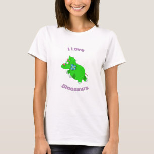Camiseta dinossauro verde pequeno (dinossauros do amor de