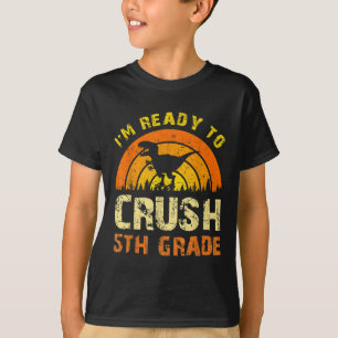 Camiseta Dinossauro Vintage Estou Pronto Para Esmagar 5º An