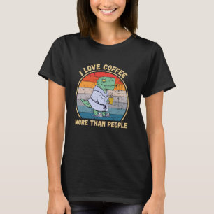 Camiseta Dinossauro Vintage Eu Amo Café Mais Que Pessoas Co