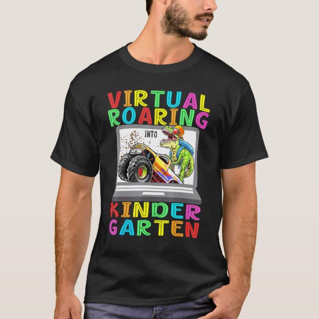 Camiseta Dinossauro Virtual para Jardim de Infância Dinossa (Frente)