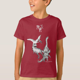 Camiseta Dinossauros Aquarela Crianças Brincam e Rugem