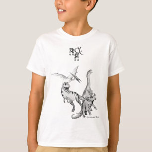 Camiseta Dinossauros Aquarela Crianças Brincam e Rugem