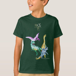 Camiseta Dinossauros Aquarela Crianças Brincam e Rugem