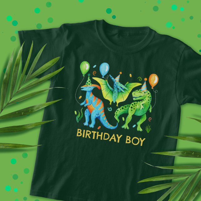 Camiseta Dinossauros bonitos Criança de Aniversário T rex (Happy Cute Dinosaur Birthday Boy T-Shirt)