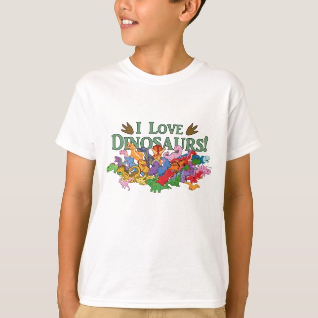 Camiseta Dinossauros bonitos e coloridos (Frente)