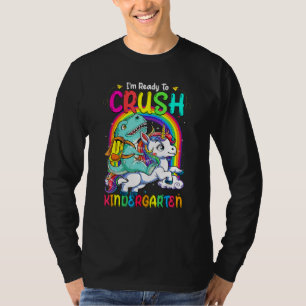 Camiseta Dinossauros Bonitos e Unicórnio Estou Pronto Para