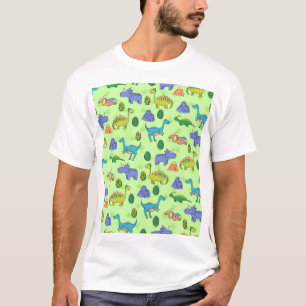 Camiseta Dinossauros Bonitos, Estilo De Cartoon.