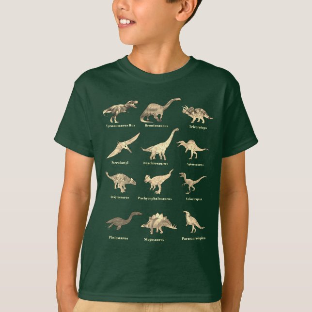 Camiseta Dinossauros com nomes (Frente)