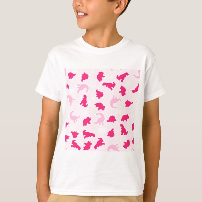 Camiseta dinossauros cor-de-rosa (Frente)
