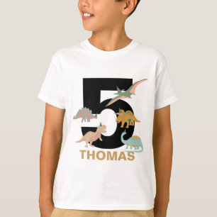 Camiseta Dinossauros Crianças Boho Aniversário de Dinossaur