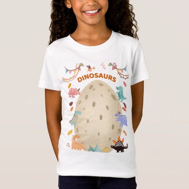Camiseta Dinossauros de Aquarela Adoráveis com Ovo Dino Gra (Frente)